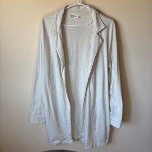 Cotton Cream Minimalist Open-Front Long Cardigan Beach Coverup Coastal Soft Girl